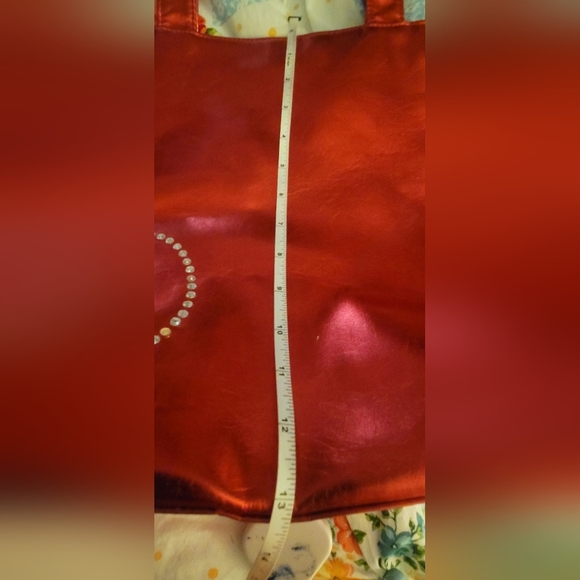 Walt Disney Parks Red Metallic Mickey Mouse Tote Bag Rhinestones 2012 Reversible - Picture 13 of 13
